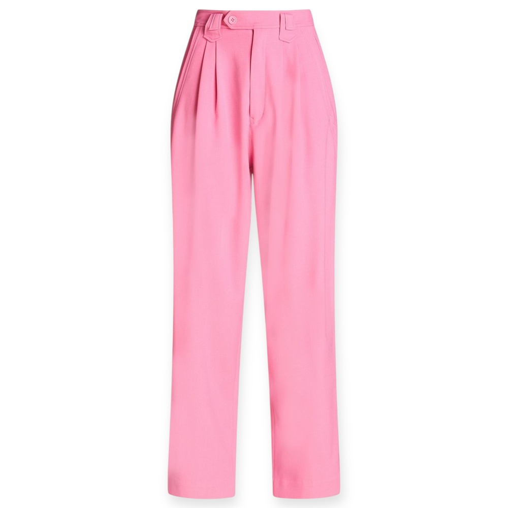 Rachel Gilbert Enrico Pants Pink Crepe Straight Leg Trousers US 4 fits 6 NWT